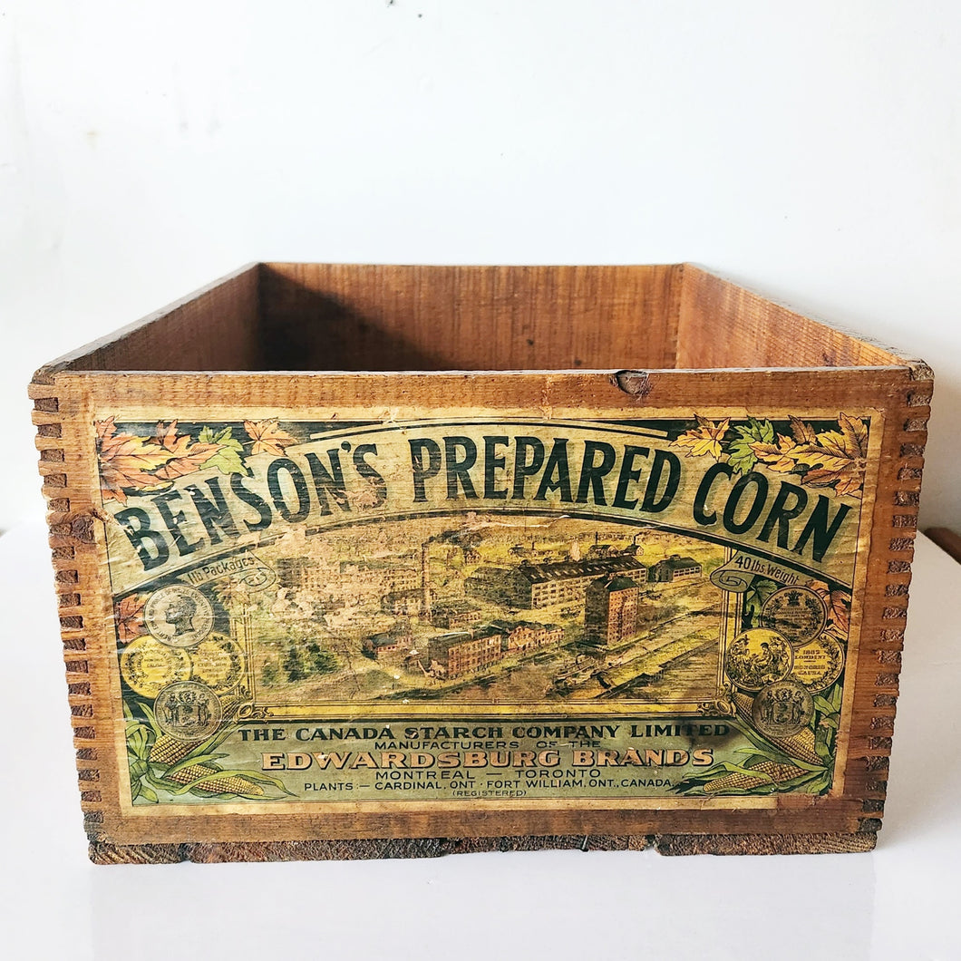 Scarce Benson's Prepared Corn Advertising Crate - 1930's